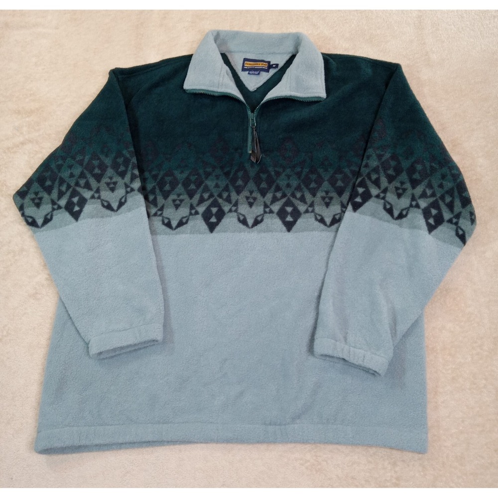 Panhandle Slim 1/4 Zip Fleece‎ Pullover Southwest Men's Medium Blue Green Gray